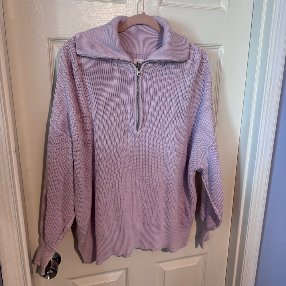Aerie Lavender Quarter-Zip Sweater